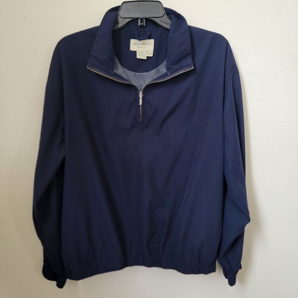 Eddie Bauer Golf Pullover 1/4 Zip Navy Blue Jacket Rain Resistant Medium Active